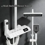 Bathroom Shower Full Set 4 Fashion Bathtub Shower System Rain Pressed Digital LED Shower Sets Hot Cold Shower Faucet